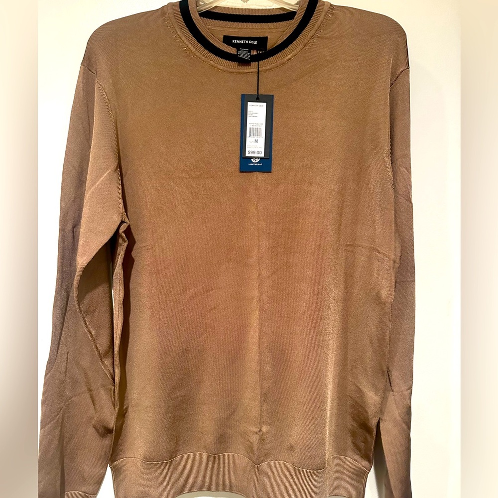 Kenneth Cole men’s slim-fir mock neck sweater; acrylic texture; new; size M